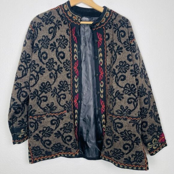 Vintage Icelandic Design Wool Blend European Button Closure Sweater - Picture 2 of 12